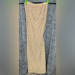 mini party dress with corset back and covered in red and crystal rhinestones XS